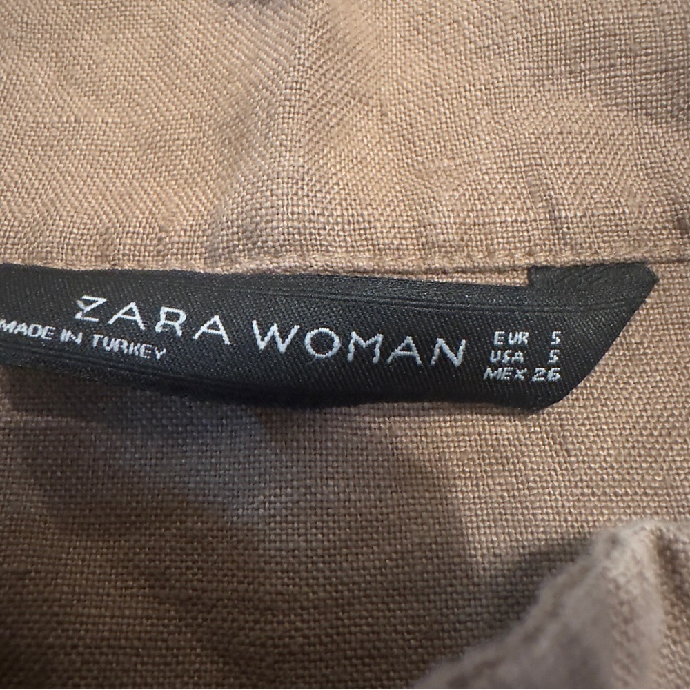 Zara Women’s Brown 100% Linen Tunic Size Small - Picture 4 of 9